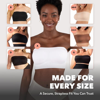 Convertible Strapless Bandeau Bra - Wireless, No-Slip