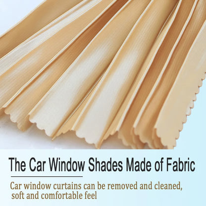 Car Window Sun Shades Pleated Fabric Curtains for Side Windows, Foldable Removable Design, 4 Pack Set - GOLD