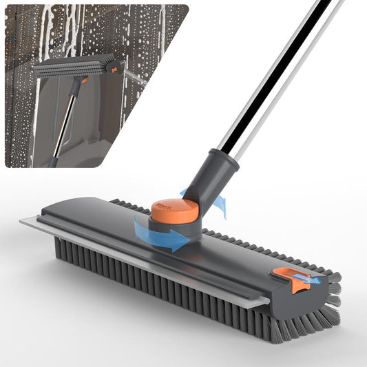 Durable 3-in-1 Rotatable Floor Scrub Brush with Long