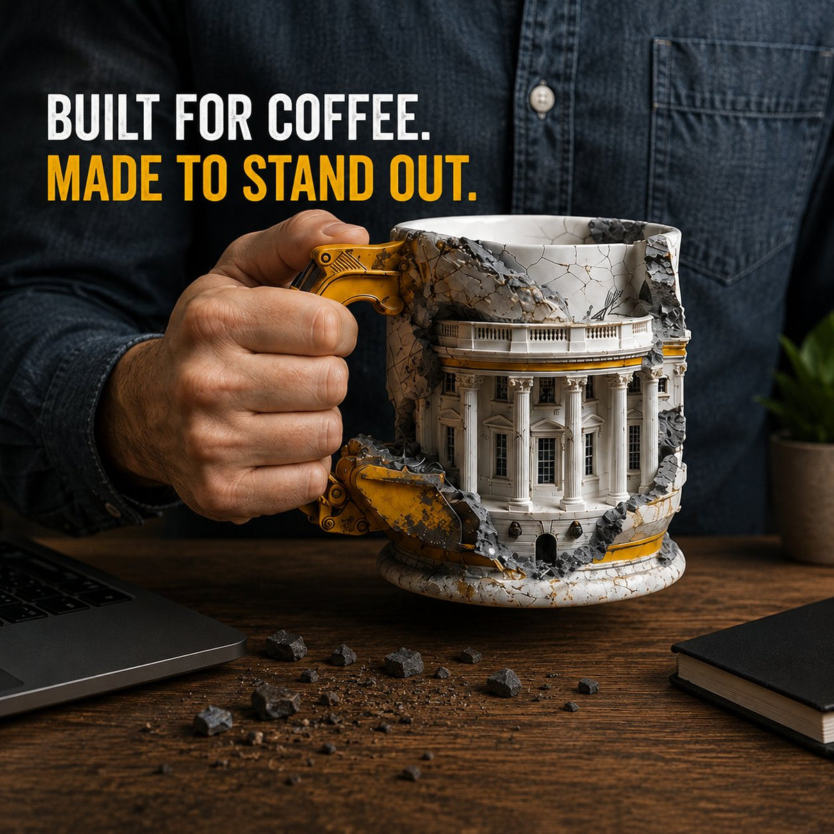 🔥LAST DAY 50% OFF - White House Excavator Mug – 3D Construction Coffee Cup