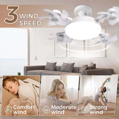 E27 Ceiling Fan Light with Remote, Silent LED Fan & Light 2-in-1 for Bedroom