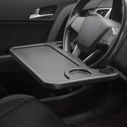 Steering Wheel Tray Table 🚗🍔 – Foldable, Cup & Tablet Slot, Lightweight