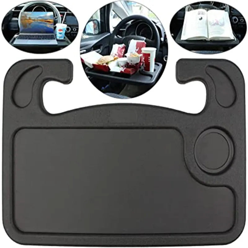 Steering Wheel Tray Table 🚗🍔 – Foldable, Cup & Tablet Slot, Lightweight