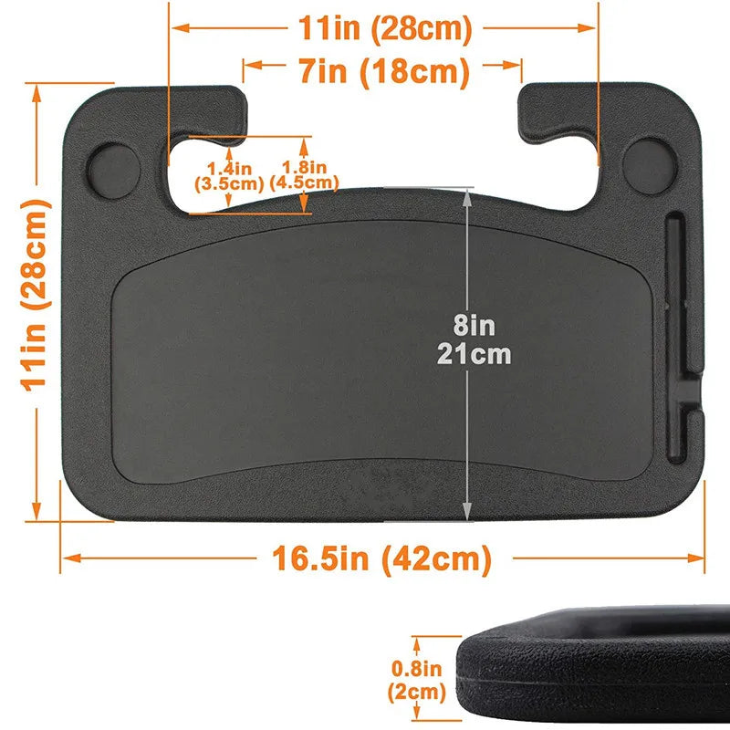Steering Wheel Tray Table 🚗🍔 – Foldable, Cup & Tablet Slot, Lightweight