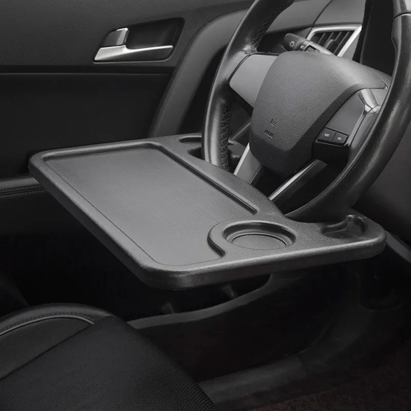 Steering Wheel Tray Table 🚗🍔 – Foldable, Cup & Tablet Slot, Lightweight