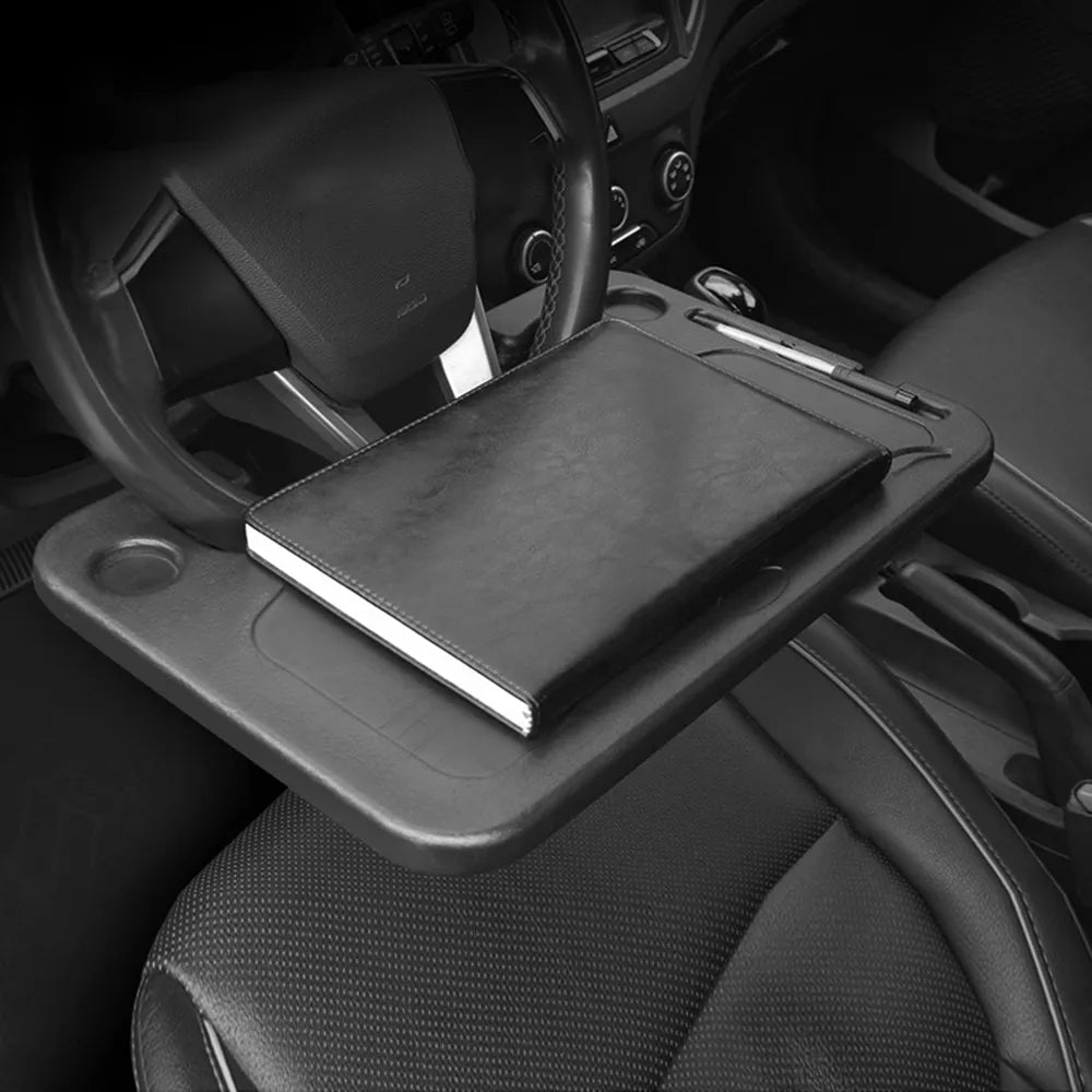 Steering Wheel Tray Table 🚗🍔 – Foldable, Cup & Tablet Slot, Lightweight